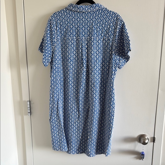 Uncle Frank Blue and White Notched Collar Shirt Dress - Picture 4 of 5